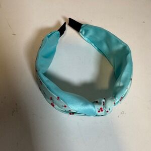 Turquoise Cherry Print Knotted Headband Fashion Hair Accessory NWOT